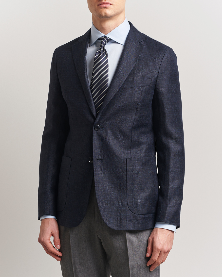 Men | Blazers | Zegna | Unconstructed Wool/Linen Blazer Navy