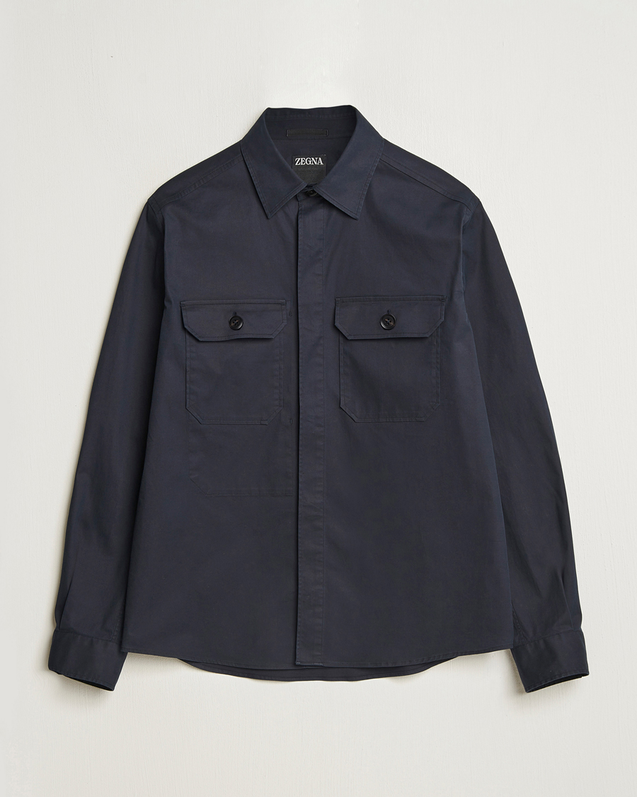 Men | Shirts | Zegna | Premium Cotton Overshirt Navy