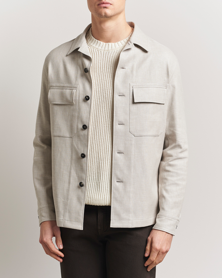 Men | Shirts | Zegna | Wool/Linen Shirt Jacket Beige