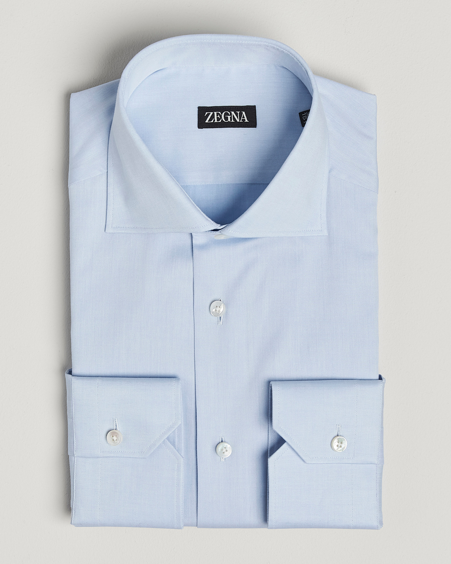 Men | Shirts | Zegna | Slim Fit Cotton Dress Shirt Light Blue