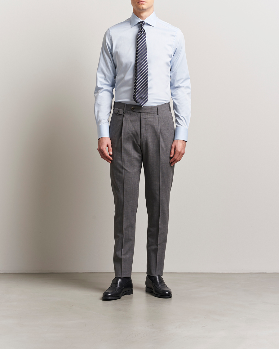 Men | Shirts | Zegna | Slim Fit Cotton Dress Shirt Light Blue