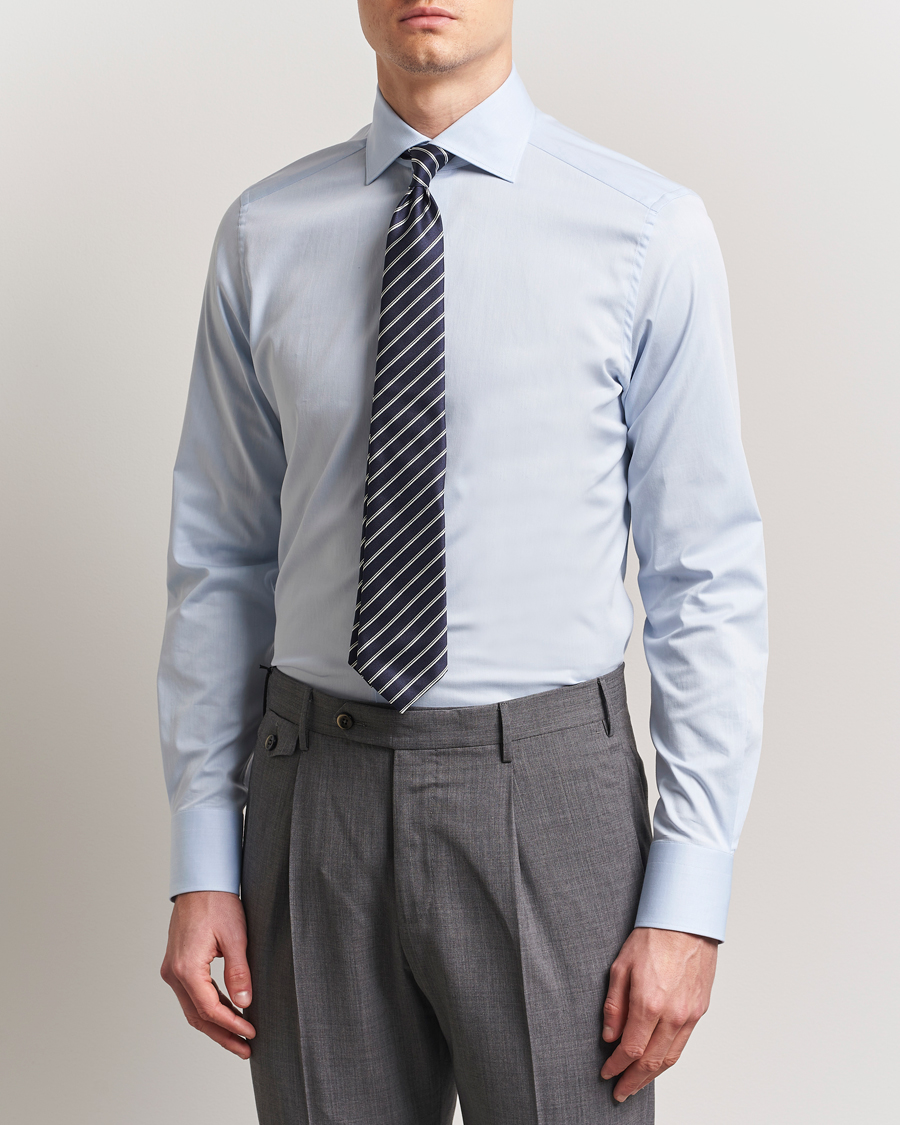 Men | Shirts | Zegna | Slim Fit Cotton Dress Shirt Light Blue