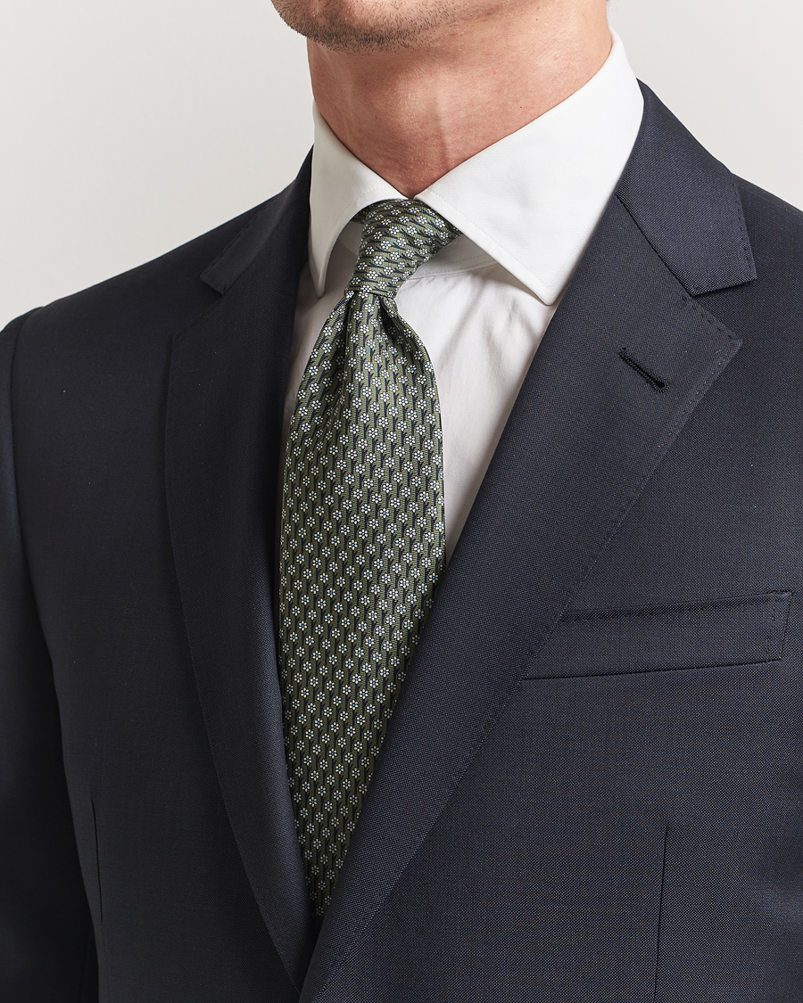 Men | Ties | Zegna | Printed Flower Silk Tie Green