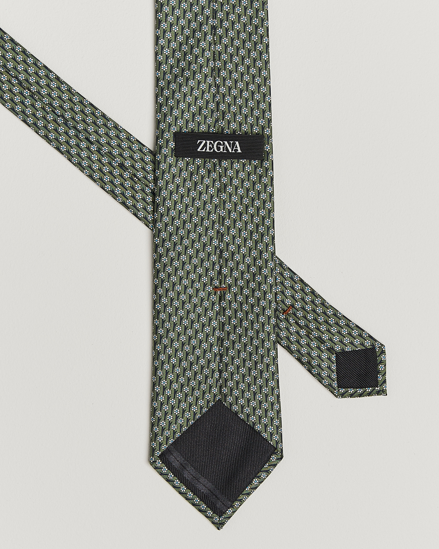 Men | Ties | Zegna | Printed Flower Silk Tie Green
