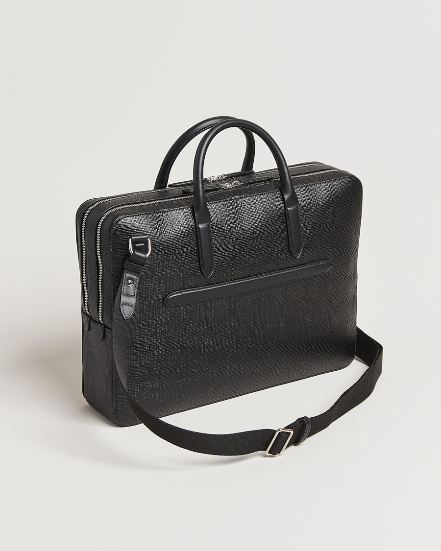Men | Bags | Smythson | Panama Large Lightweight Briefcase Black