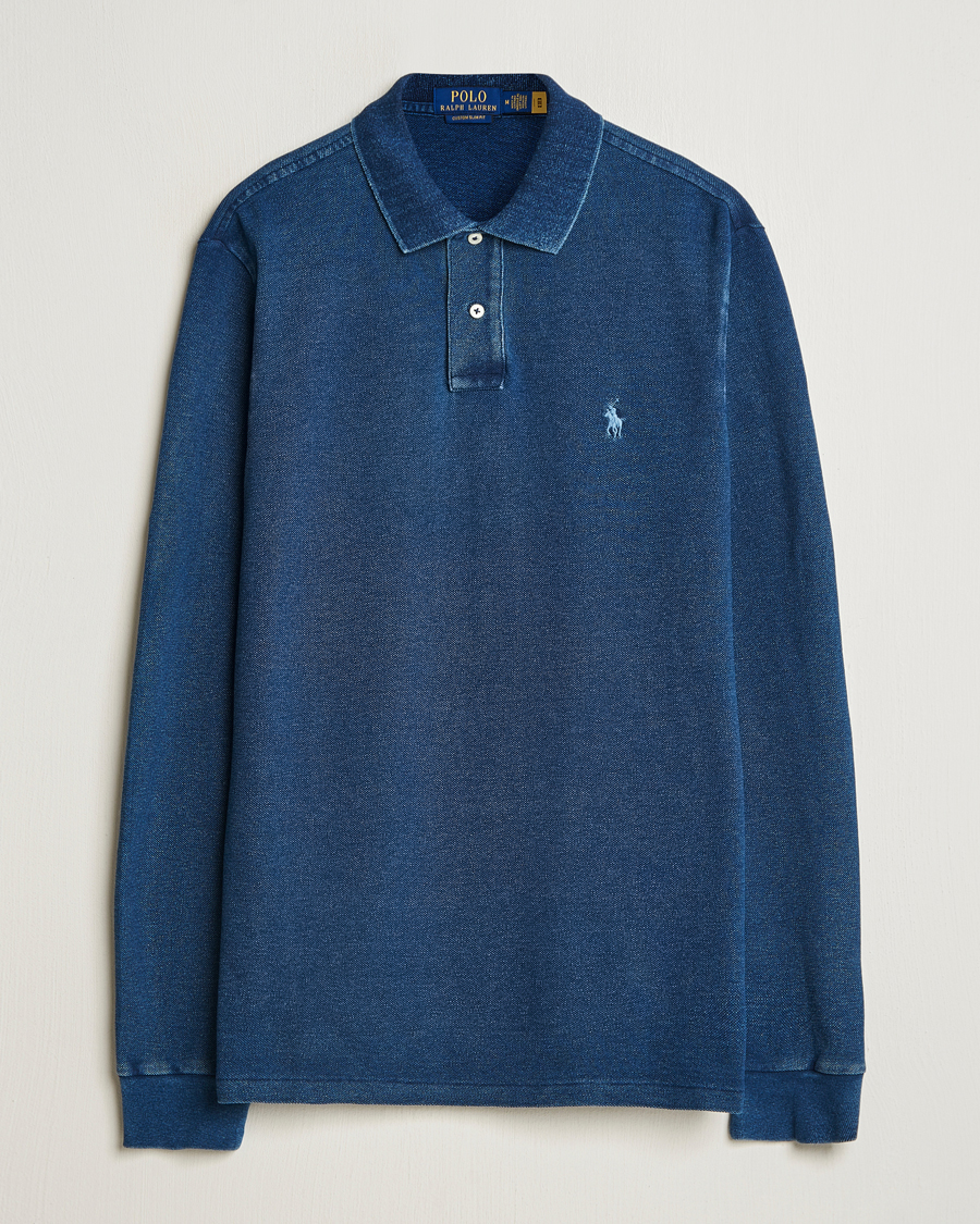 Men | Sweaters & Knitwear | Polo Ralph Lauren | Custom Slim Fit Long Sleeve Polo Shirt Dark Indigo