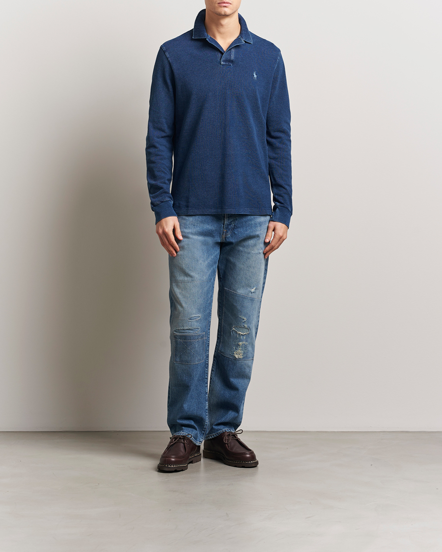 Men | Sweaters & Knitwear | Polo Ralph Lauren | Custom Slim Fit Long Sleeve Polo Shirt Dark Indigo