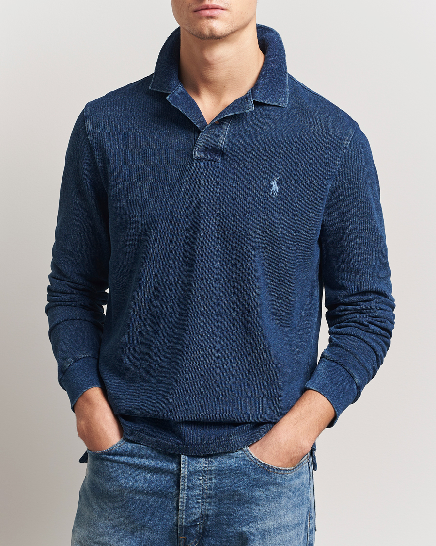 Men | Sweaters & Knitwear | Polo Ralph Lauren | Custom Slim Fit Long Sleeve Polo Shirt Dark Indigo