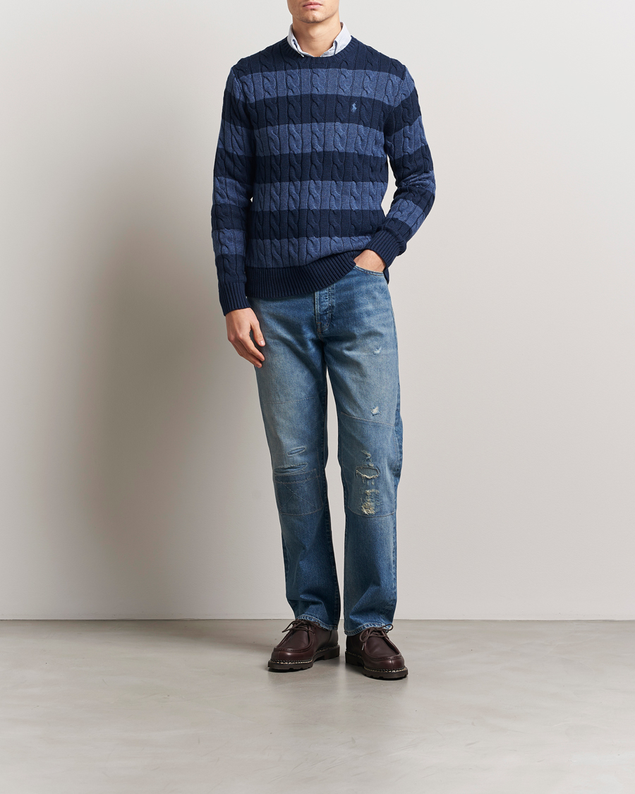 Men | Sweaters & Knitwear | Polo Ralph Lauren | Striped Cotton Sweater Navy Combo