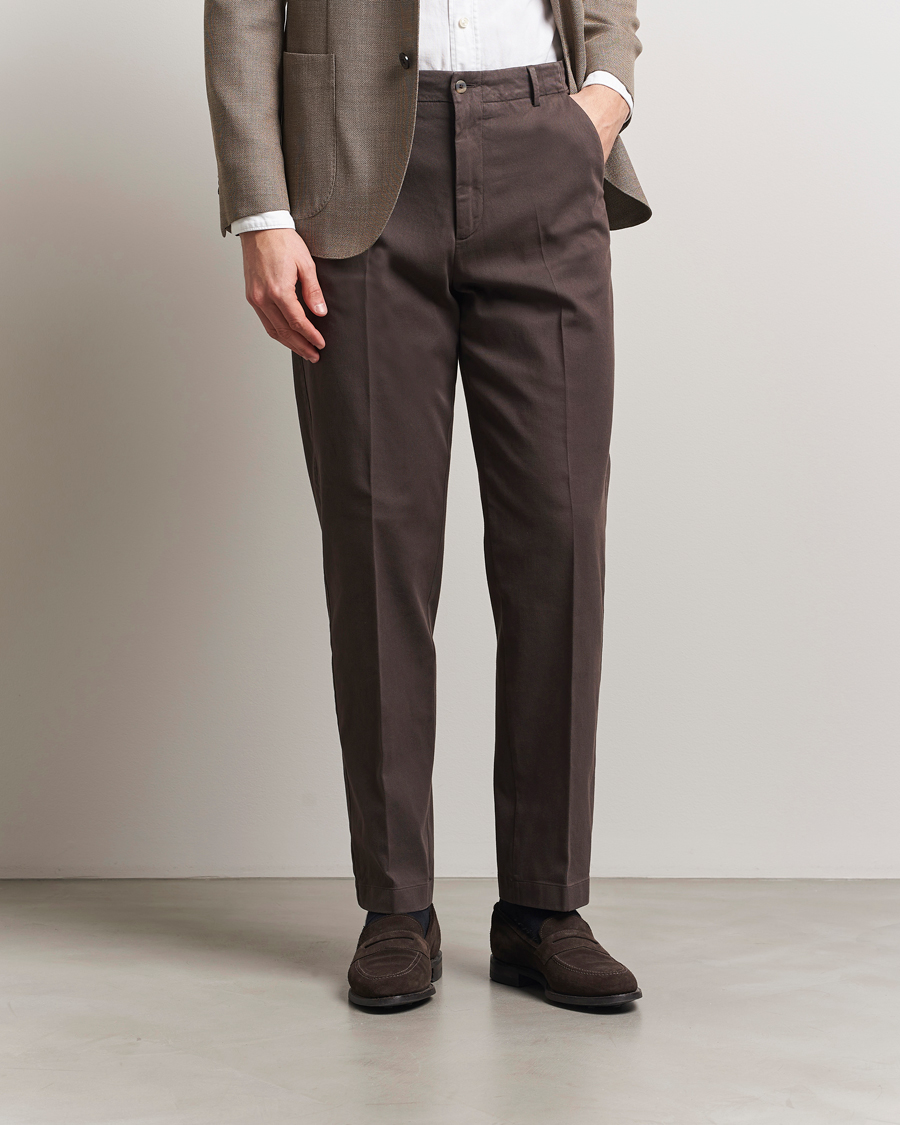 Men | Trousers | Boglioli | Regular Fit Cotton Chinos Brown