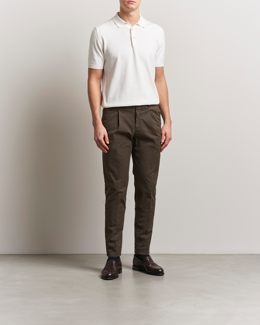 Men | Polo Shirts | Boglioli | Short Sleeve Knitted Polo White