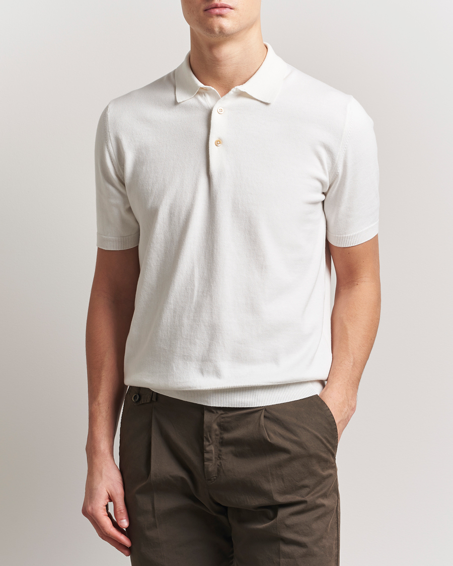 Men | Polo Shirts | Boglioli | Short Sleeve Knitted Polo White