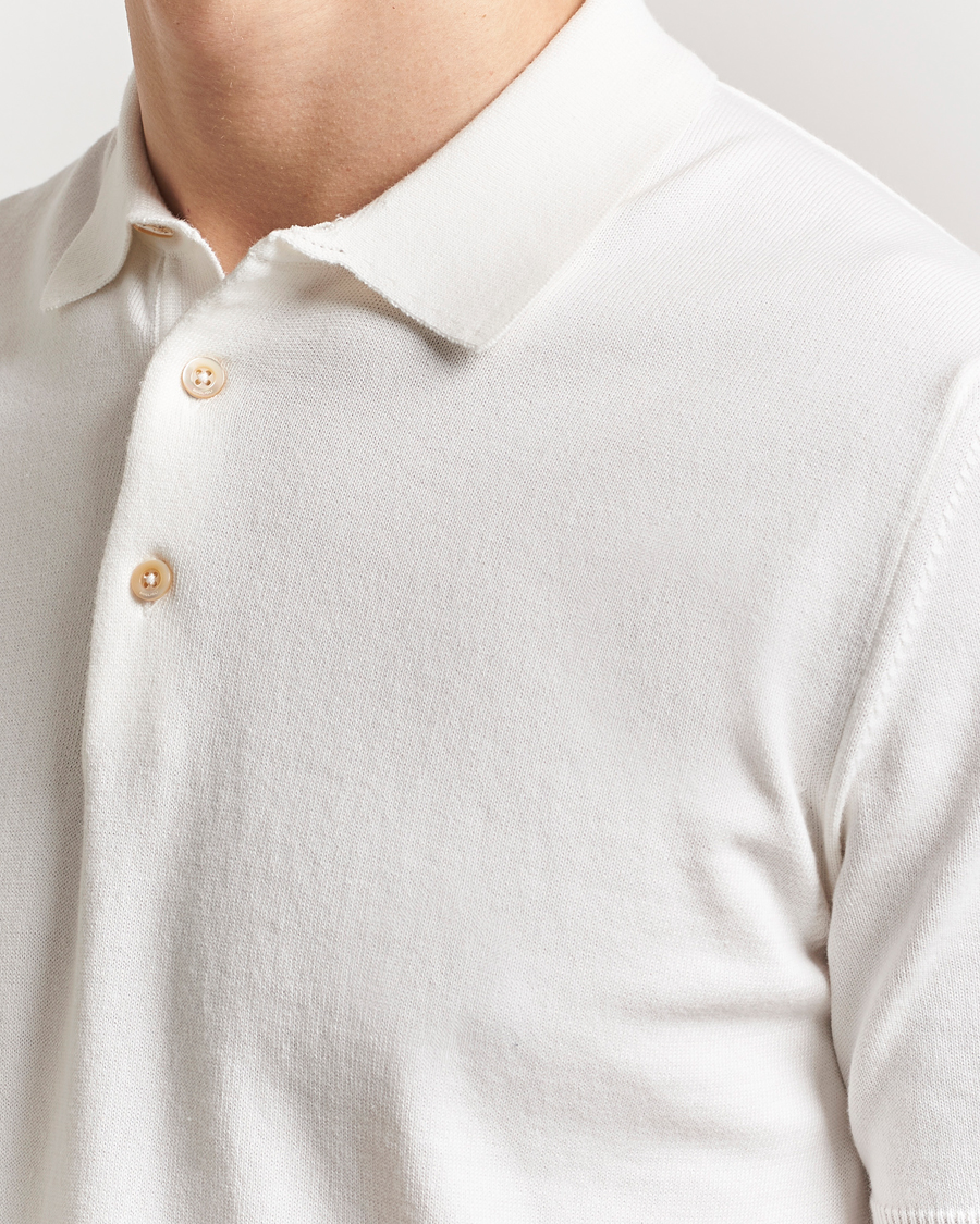 Men | Polo Shirts | Boglioli | Short Sleeve Knitted Polo White