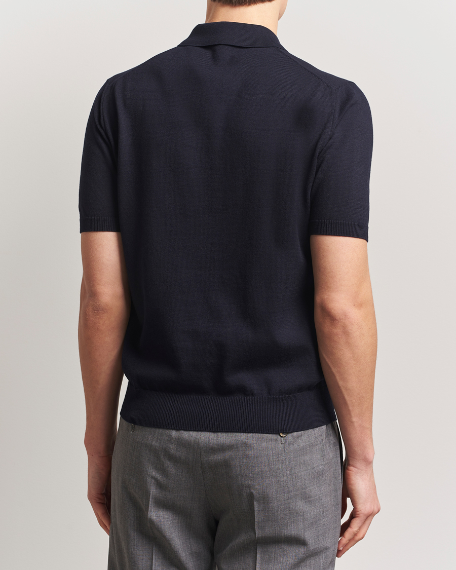 Men | Polo Shirts | Boglioli | Short Sleeve Knitted Polo Navy