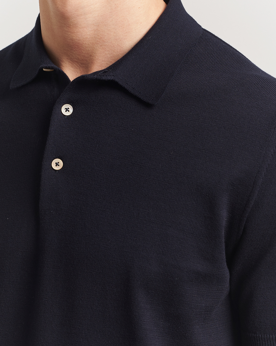 Men | Polo Shirts | Boglioli | Short Sleeve Knitted Polo Navy