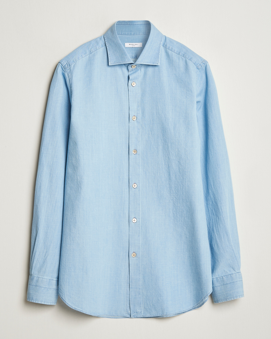 Men | Shirts | Boglioli | Chambray Shirt Light Blue