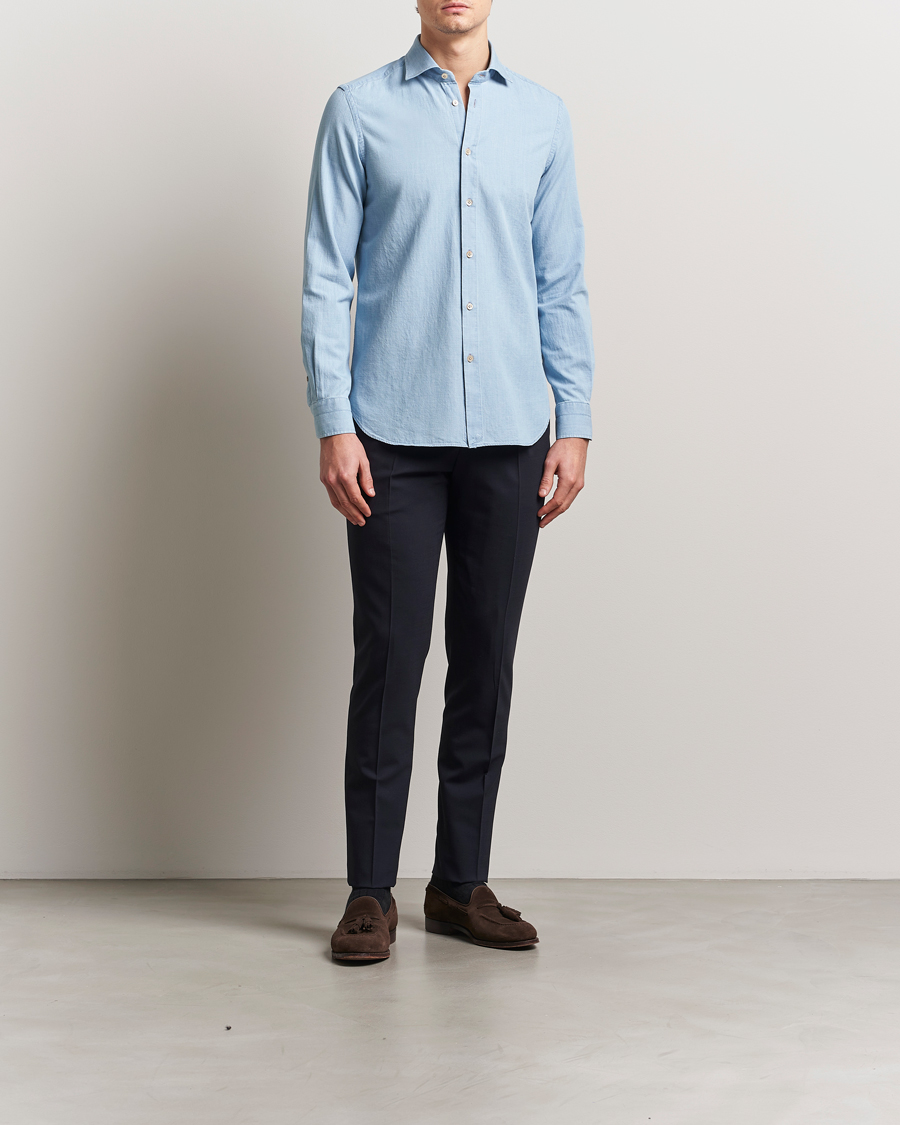 Men | Shirts | Boglioli | Chambray Shirt Light Blue