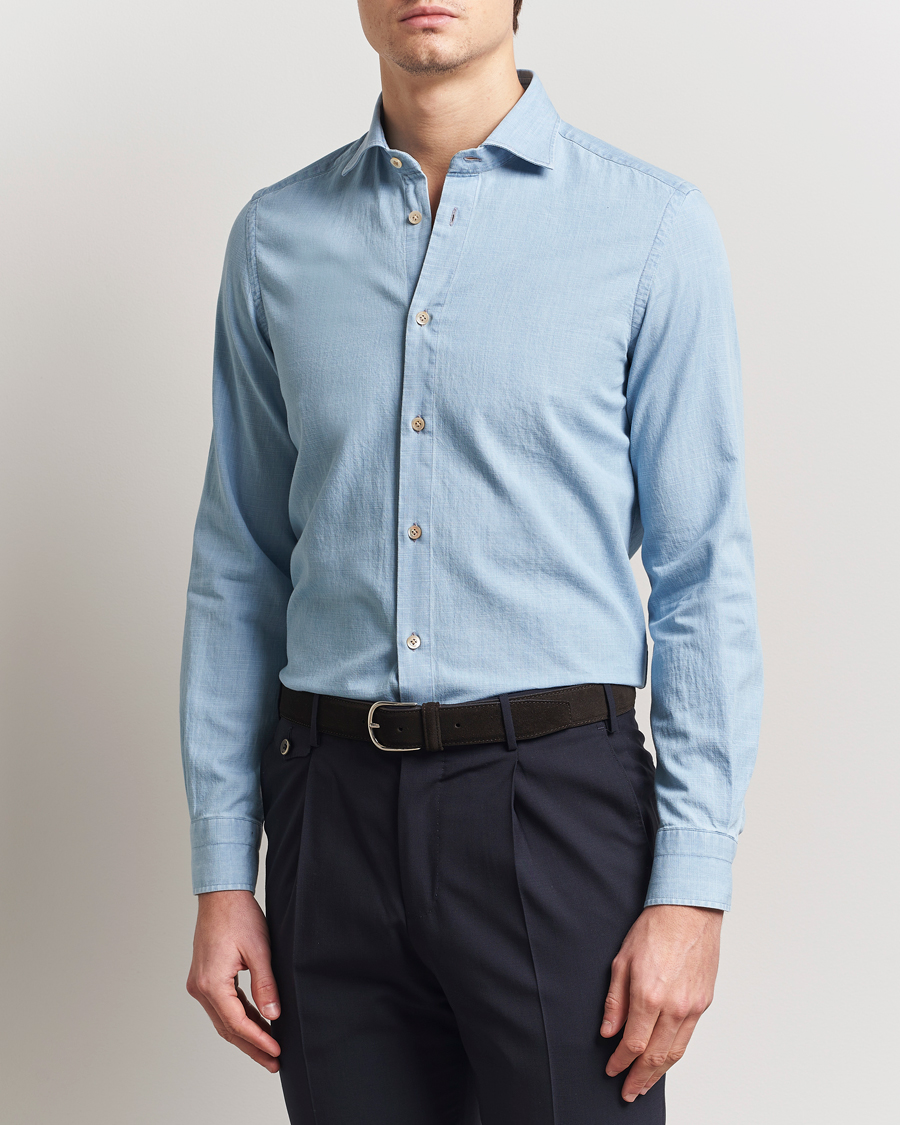 Men | Shirts | Boglioli | Chambray Shirt Light Blue