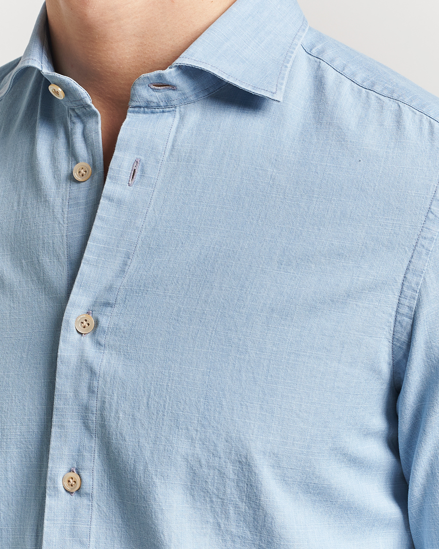 Men | Shirts | Boglioli | Chambray Shirt Light Blue