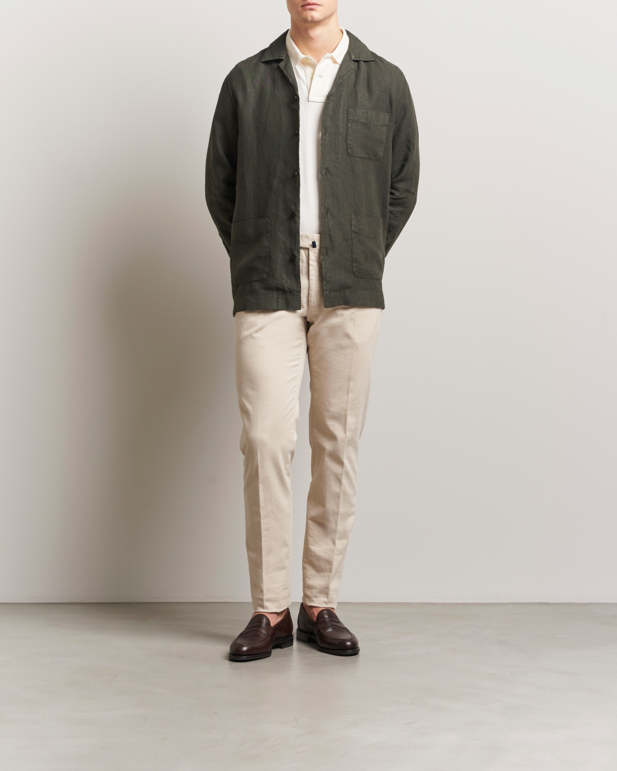 Men | Coats & Jackets | Boglioli | Linen Painter Jacket Dark Green