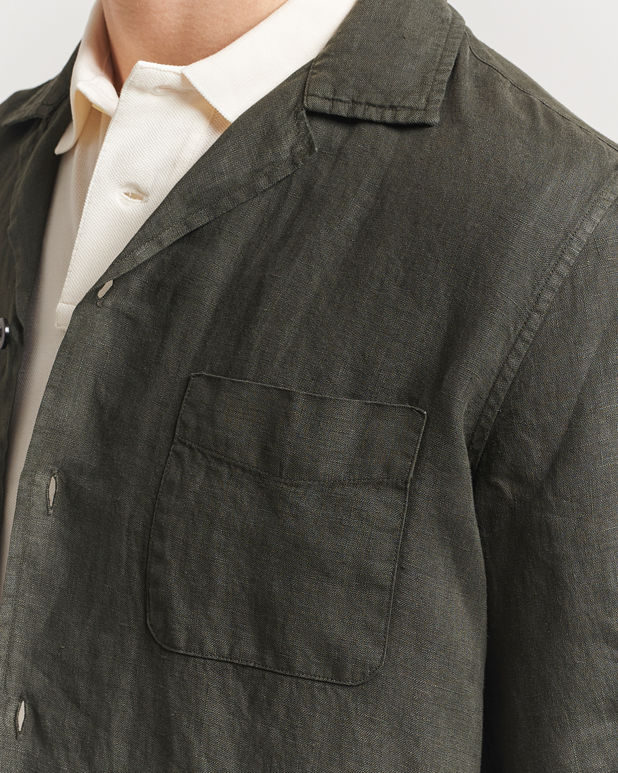 Men | Coats & Jackets | Boglioli | Linen Painter Jacket Dark Green