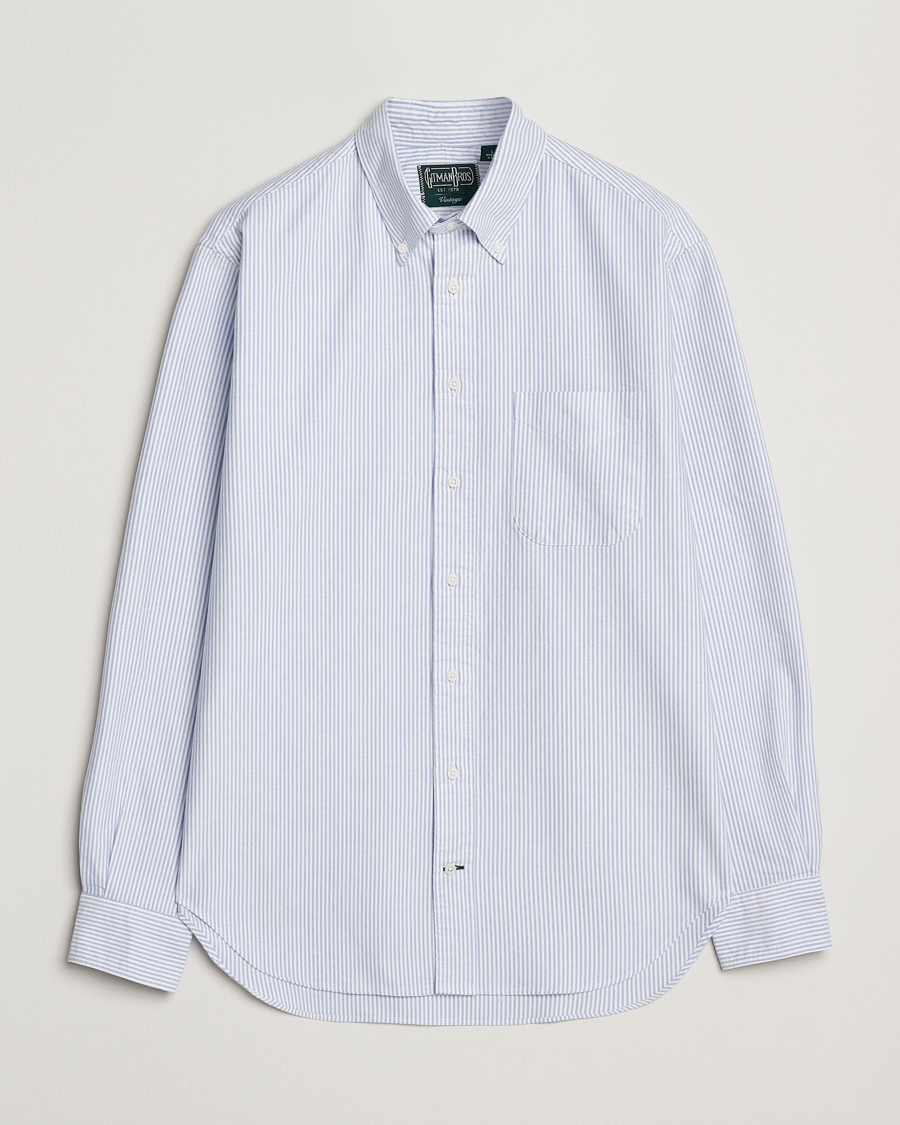Men | Shirts | Gitman Vintage | Button Down Striped Oxford Shirt Light Blue