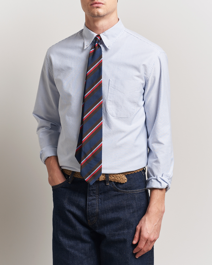 Men | Shirts | Gitman Vintage | Button Down Striped Oxford Shirt Light Blue