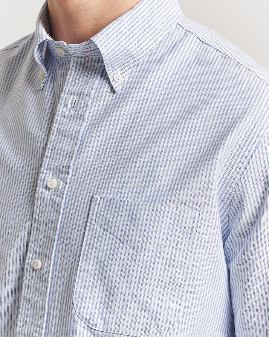 Men | Shirts | Gitman Vintage | Button Down Striped Oxford Shirt Light Blue
