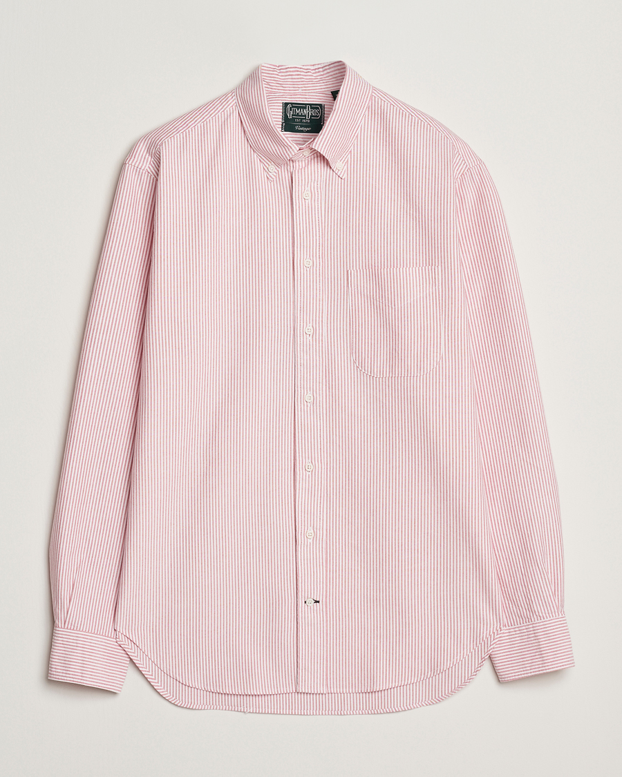 Men | Shirts | Gitman Vintage | Button Down Striped Oxford Shirt Red