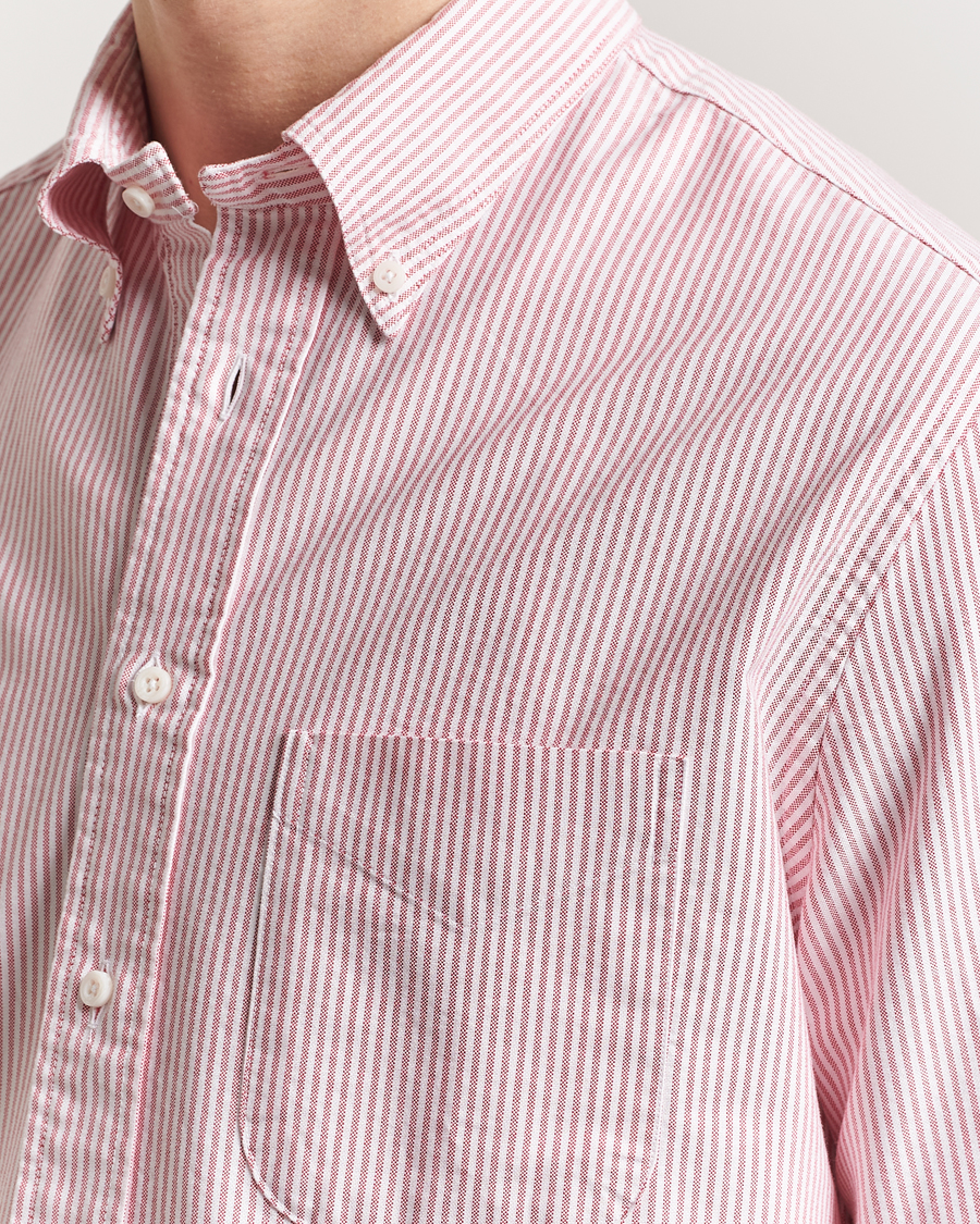 Men | Shirts | Gitman Vintage | Button Down Striped Oxford Shirt Red