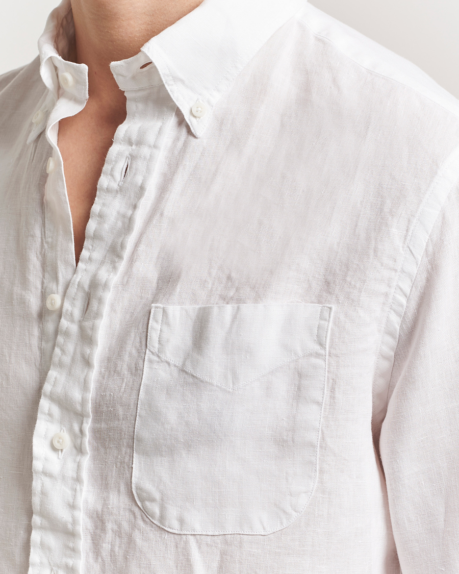 Men | Shirts | Gitman Vintage | Button Down Linen Shirt White