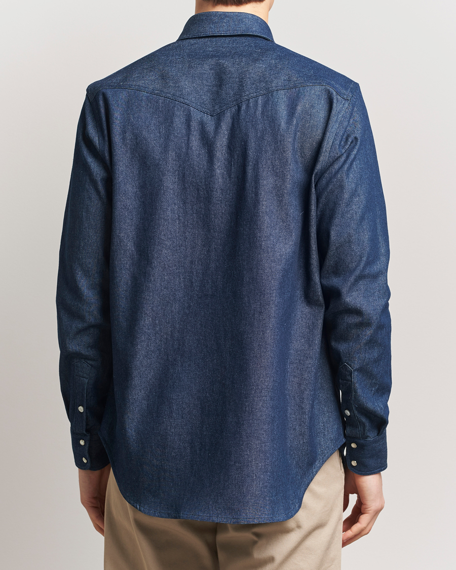 Men | Shirts | Gitman Vintage | Western Denim Shirt Dark Indigo