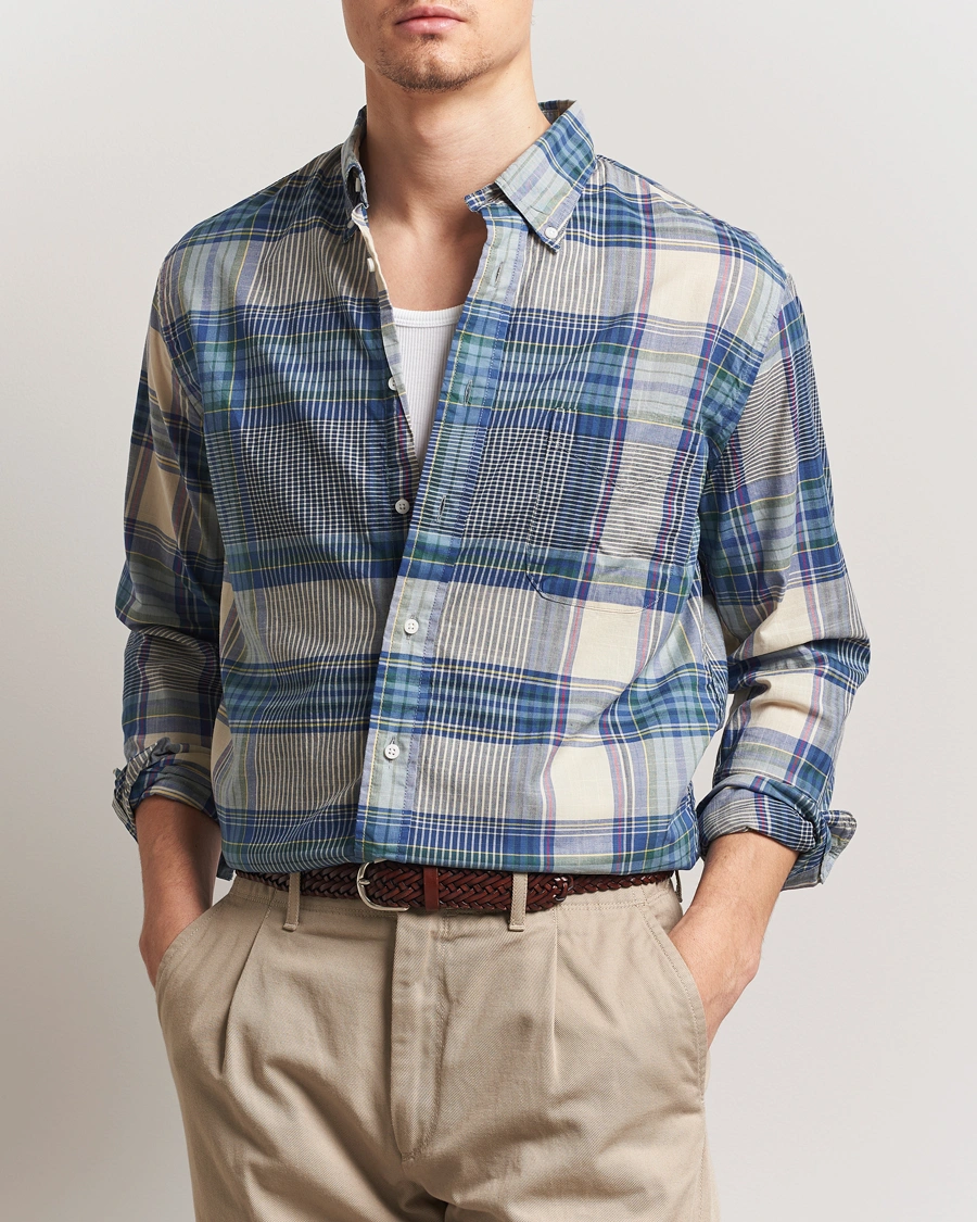 Men | Shirts | Gitman Vintage | Button Down Indian Madras Shirt Blue Check