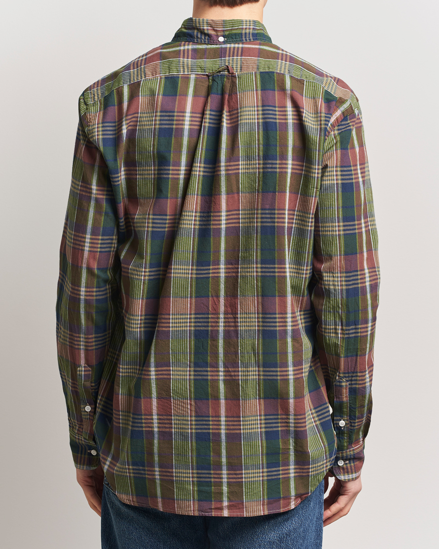 Men | Shirts | Gitman Vintage | Button Down Indian Madras Shirt Olive Check