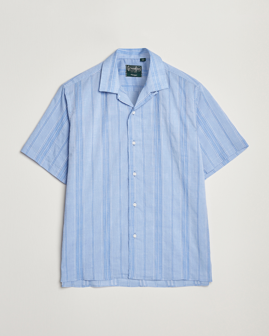Men | Shirts | Gitman Vintage | Japanese Dobby Camp Shirt Light Blue