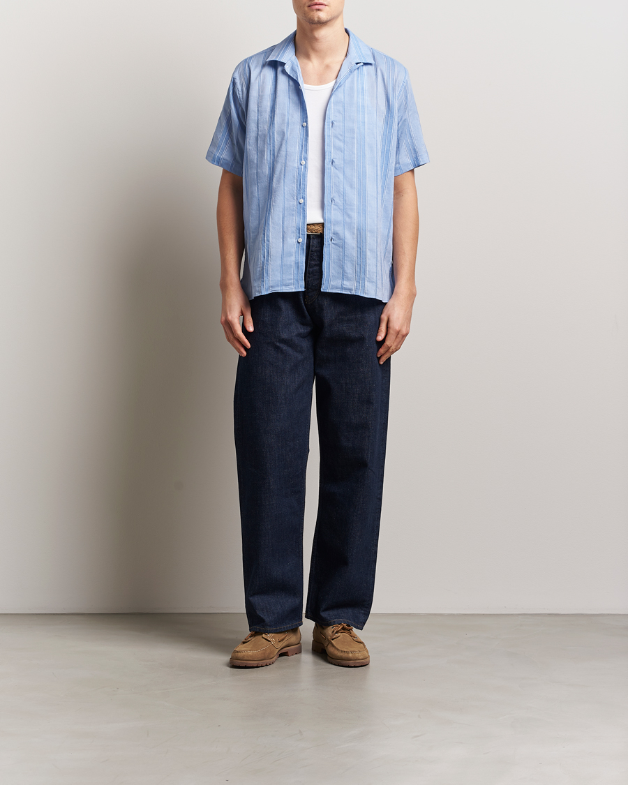 Men | Shirts | Gitman Vintage | Japanese Dobby Camp Shirt Light Blue
