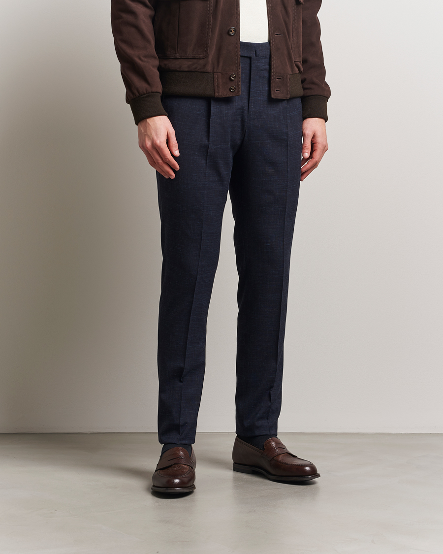 Men | Trousers | PT01 | Gentleman Fit Wool/Linen Trousers Navy