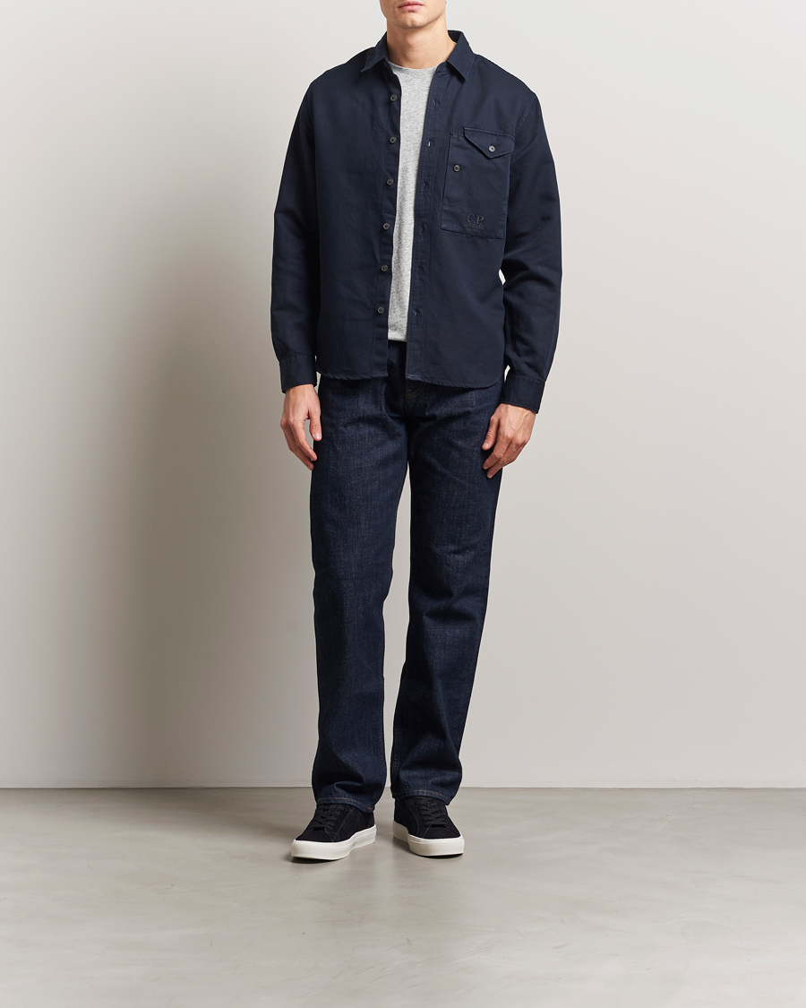 Men | Shirts | C.P. Company | Cotton/Linen Pocket Overshirt Navy