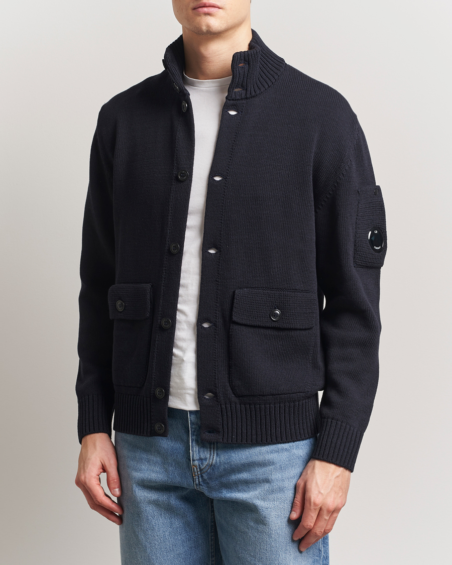 Men | Sweaters & Knitwear | C.P. Company | Knitted Compact Cotton Cardigan Navy