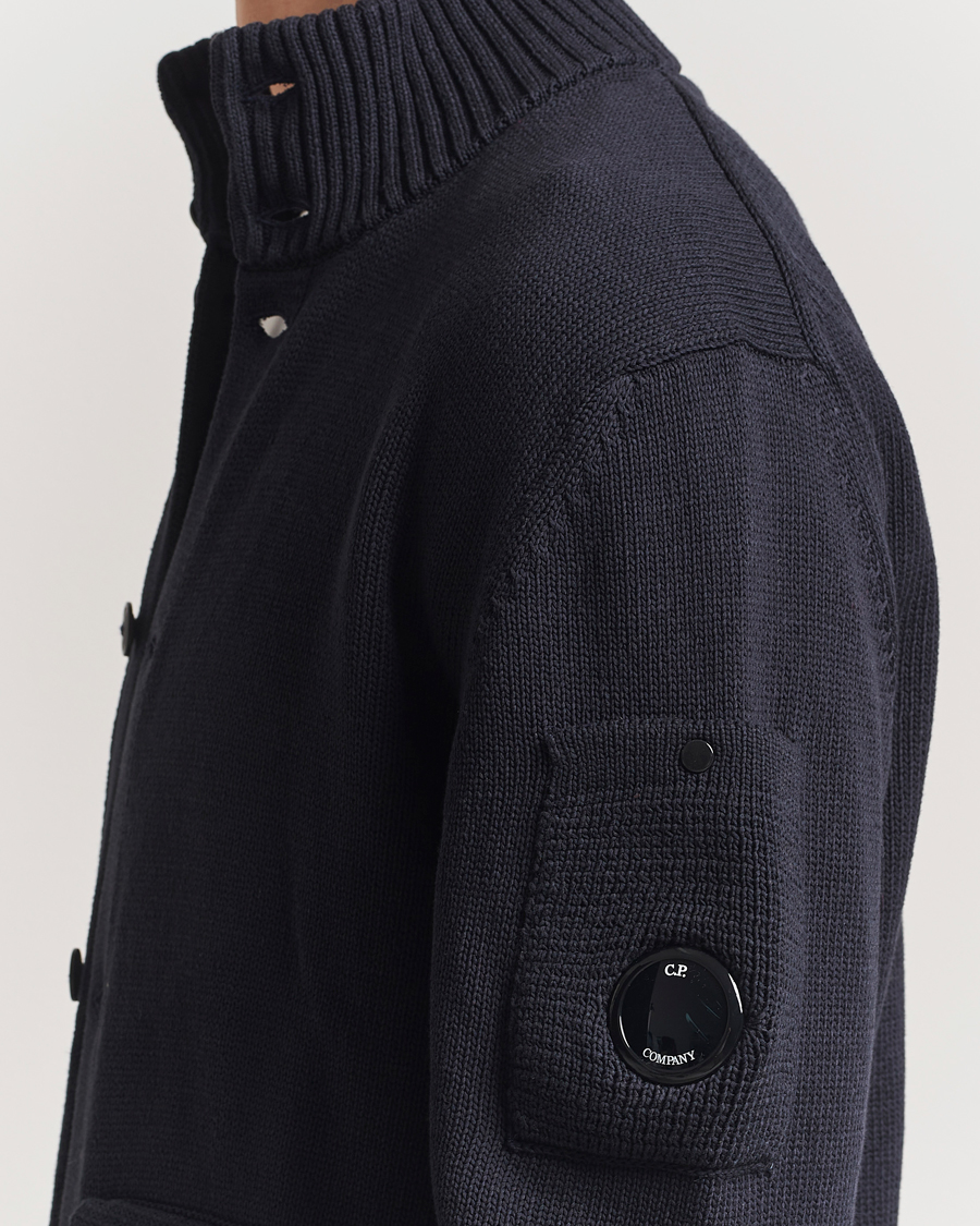 Men | Sweaters & Knitwear | C.P. Company | Knitted Compact Cotton Cardigan Navy