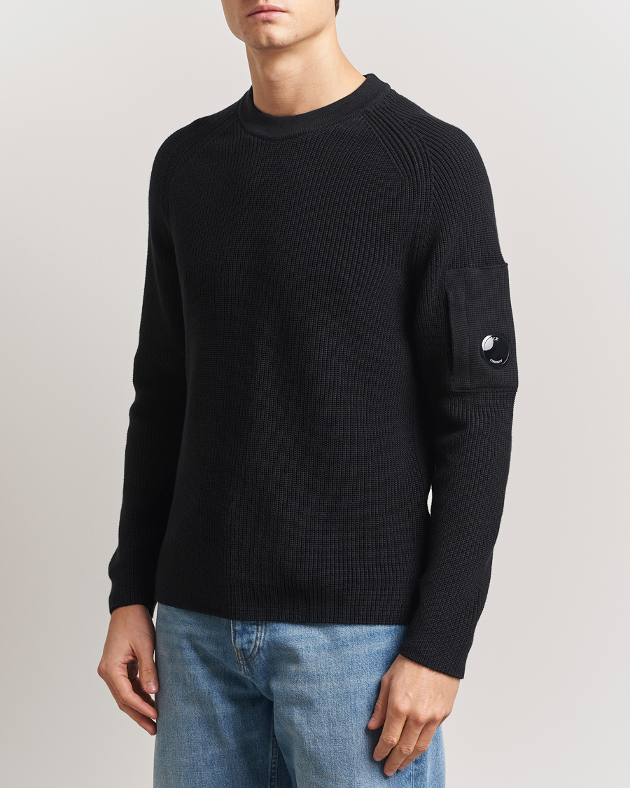 Men | Sweaters & Knitwear | C.P. Company | Sea Island Cotton Crewneck Black