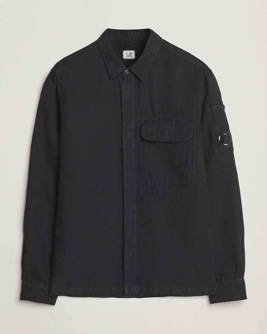 Men | Shirts | C.P. Company | Broken Linen/Cotton Overshirt Black