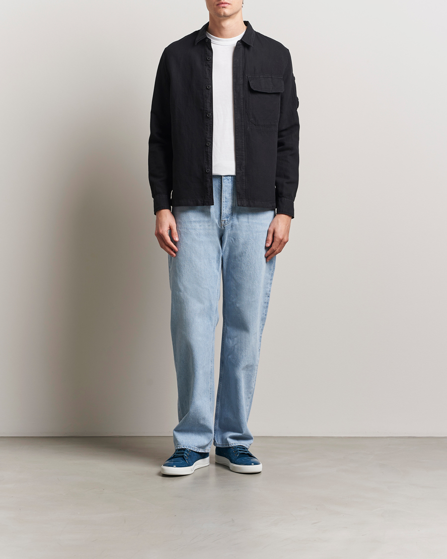 Men | Shirts | C.P. Company | Broken Linen/Cotton Overshirt Black