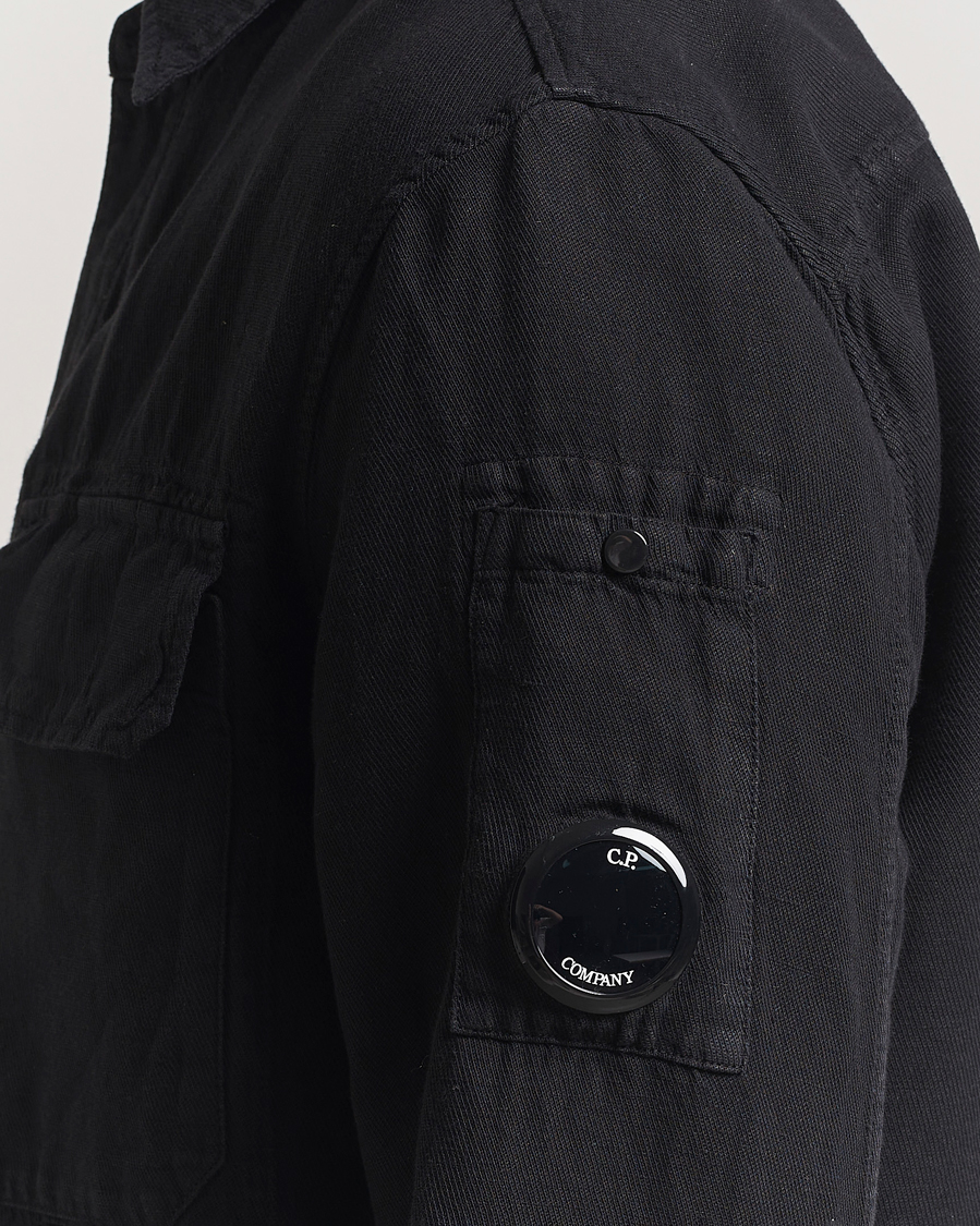 Men | Shirts | C.P. Company | Broken Linen/Cotton Overshirt Black