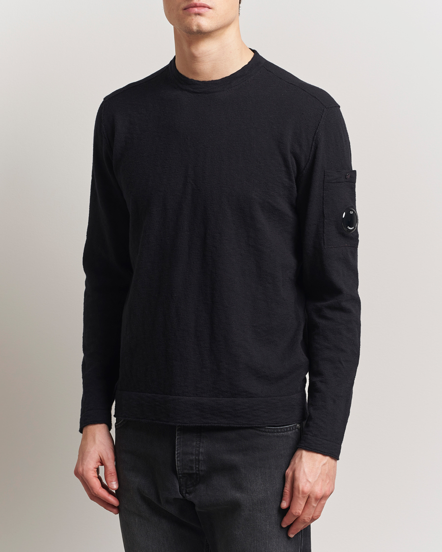 Men | Sweaters & Knitwear | C.P. Company | Knitted Cotton Crew Neck Black