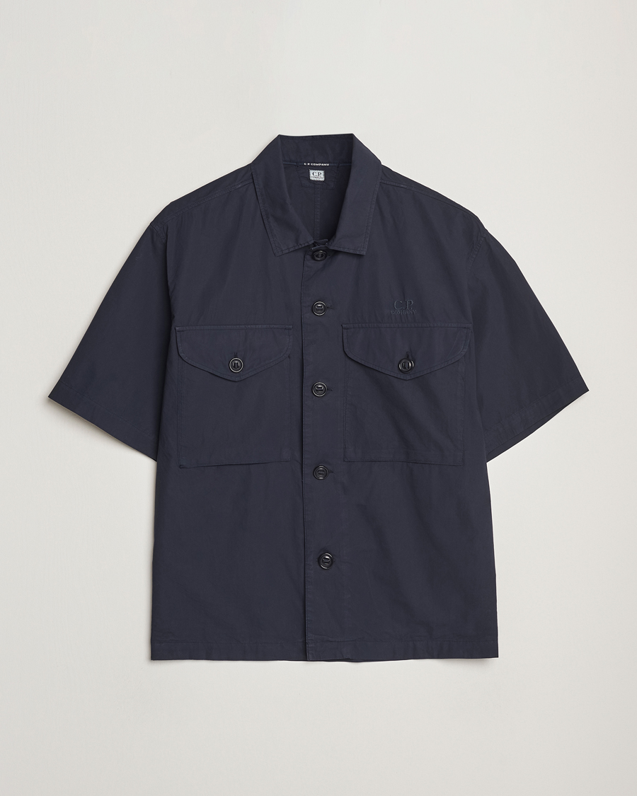 Men | Shirts | C.P. Company | Short Sleeve Popline Shirt Navy