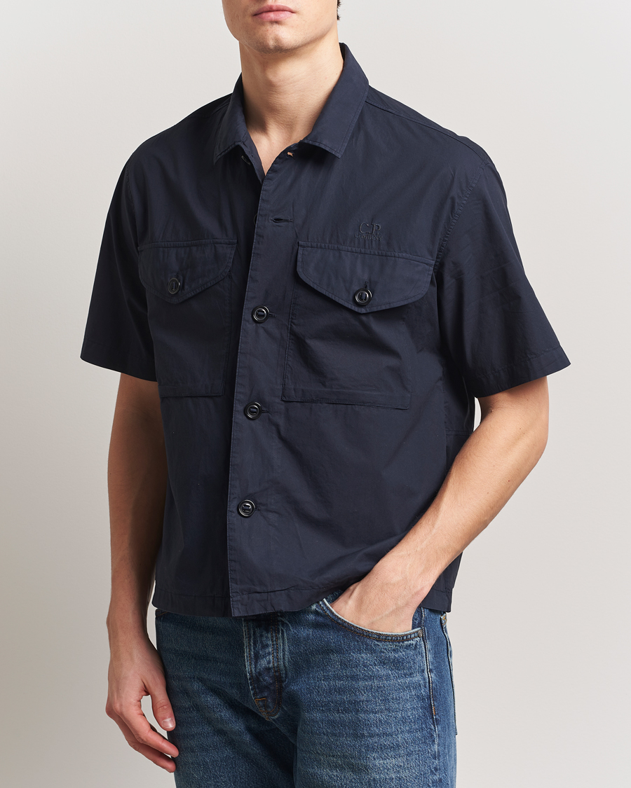 Men | Shirts | C.P. Company | Short Sleeve Popline Shirt Navy