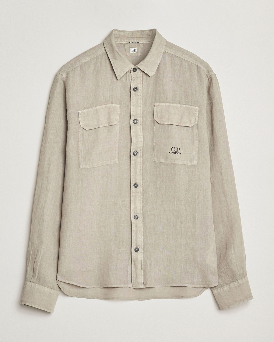 Men | Shirts | C.P. Company | Long Sleeve Linen Shirt Taupe