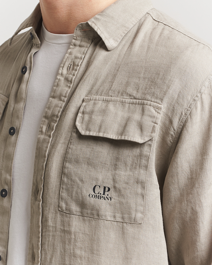Men | Shirts | C.P. Company | Long Sleeve Linen Shirt Taupe