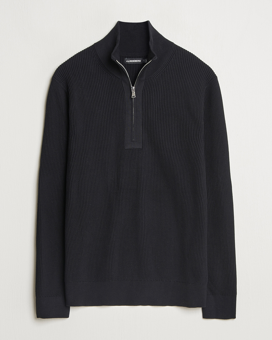 Men | Sweaters & Knitwear | J.Lindeberg | Alex Knitted Half-Zip Black